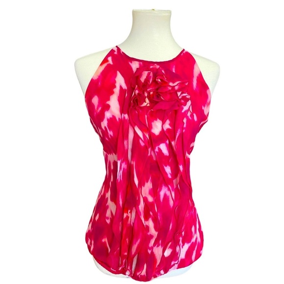 Ann Taylor Pink Silk Abstract Blouse - Picture 1 of 9